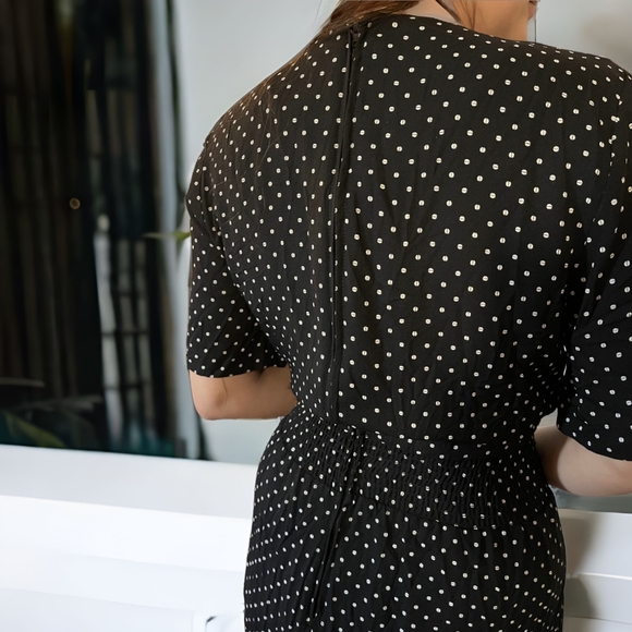 Vtg 80s Pleated Dress - Picture 4 of 5